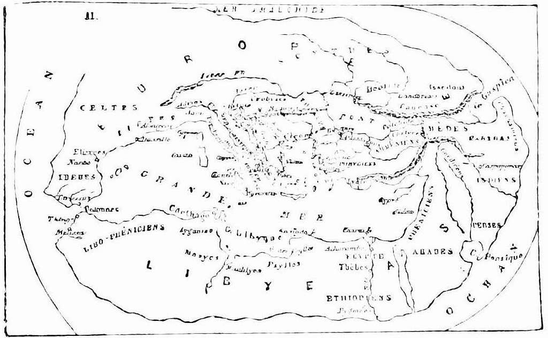 Carte du monde selon l'historien et géographe grec Hécatée de Milet (550-476 av. J.-C.) (Crédit photo : Wikimedia Commons - public domain)