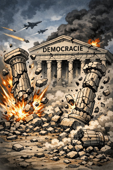 Une démocratie ébranlée par la guerre(Crédit photo : Image générée par IA (ChatGPT))