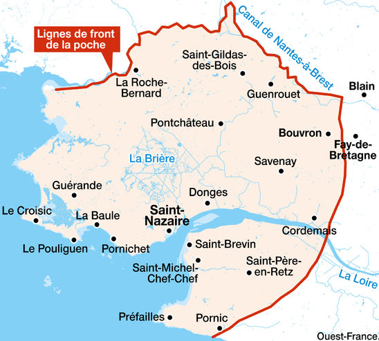 Carte de la poche de Saint-Nazaire (Crédit photo : infographie Ouest France)