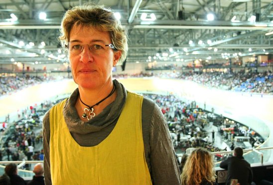 La Vendéenne, en 2015, à Saint-Quentin-en-Yvelines, où elle assistait aux championnats du monde sur piste. (Crédit photo : Ouest-France)