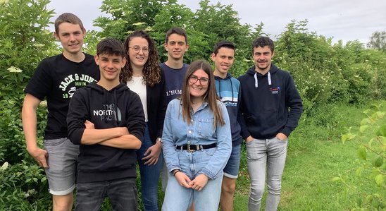Corentin, Mathis, Lina, Justin, Orlann, Lucas et Dylan donnent leurs visions des agricultures du 21e siècle. (Crédit photo : HC)
