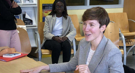 Heïdi Sevestre lors de son intervention à l'atelier Sciences Po (Crédit photo : JL Villemin)
