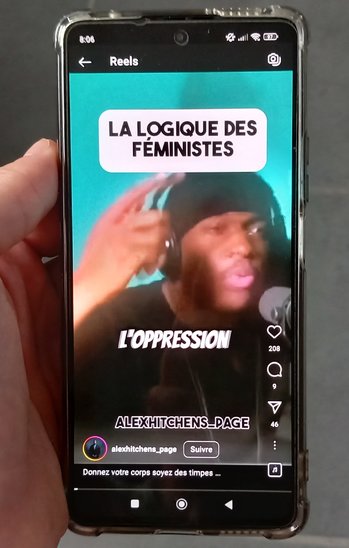 Un influenceur masculiniste sur instagram (Crédit photo : Madeleine Guettman)