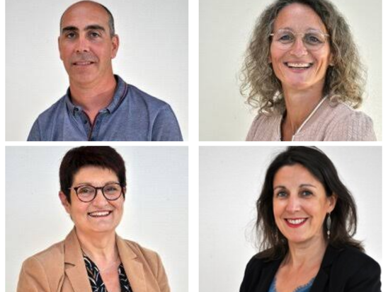 De gauche à droite et de haut en bas : Damien Mechineau, Myriam Verdie, Nelly Sorin et Sophie Pace. (Crédit photo : Site internet de la Commune de Vieillevigne: vieillevigne44.com)
